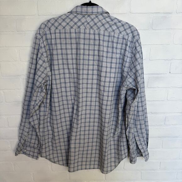 Billy Reid Men's Grey and Blue Standard Fit Long Sleeve Button Down Shirt sz L - Picture 4 of 7